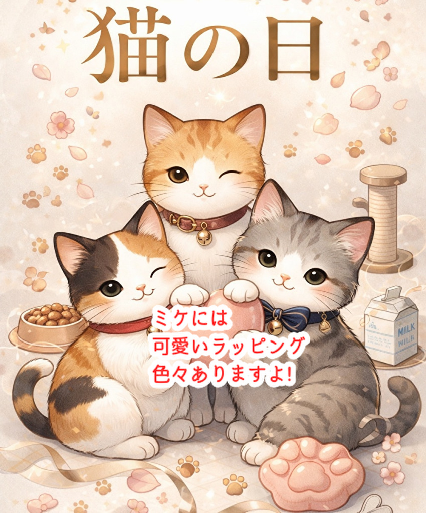 猫の日に幸せのお裾分けしてみませんか？春のお菓子の詰め合わせ沢山ご用意しています...