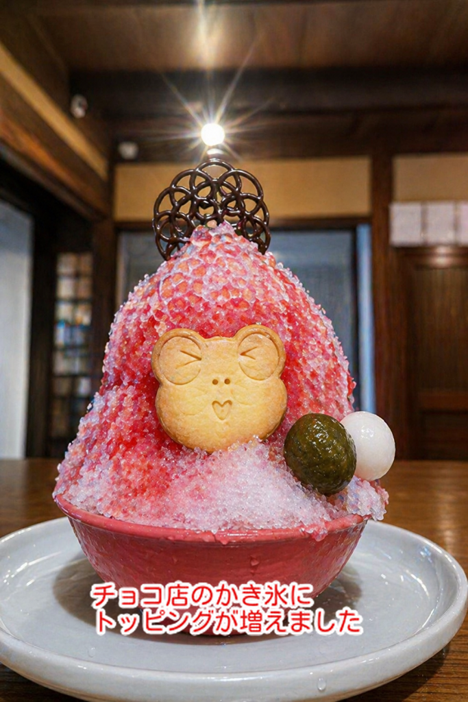 かき氷がチョコ店に登場しました！今シーズンはこのトッピングが増えました...