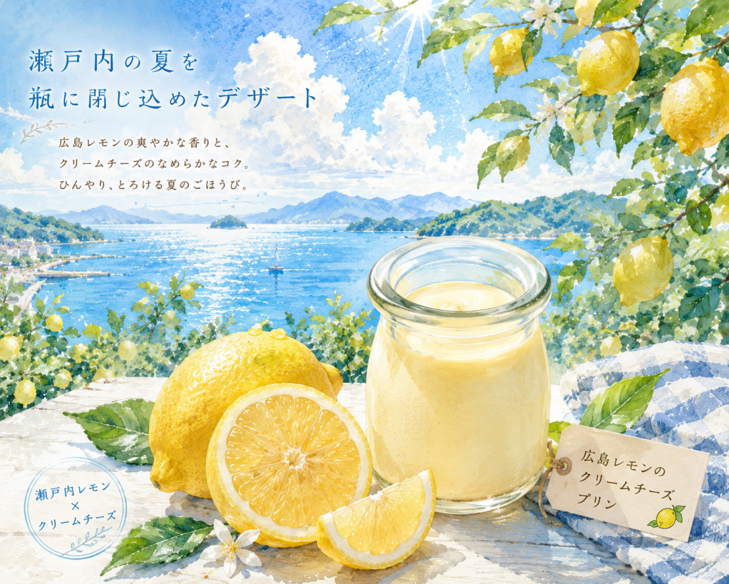新商品「広島レモンのクリームチーズぷりん」ケーキ店で仲間入りしました！...