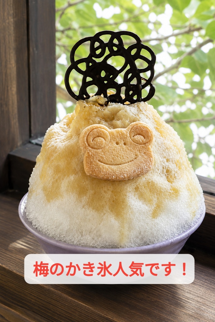 酒蔵のまちで「梅のかき氷」を食べる！チョコソースはどちらを選ぶ？...